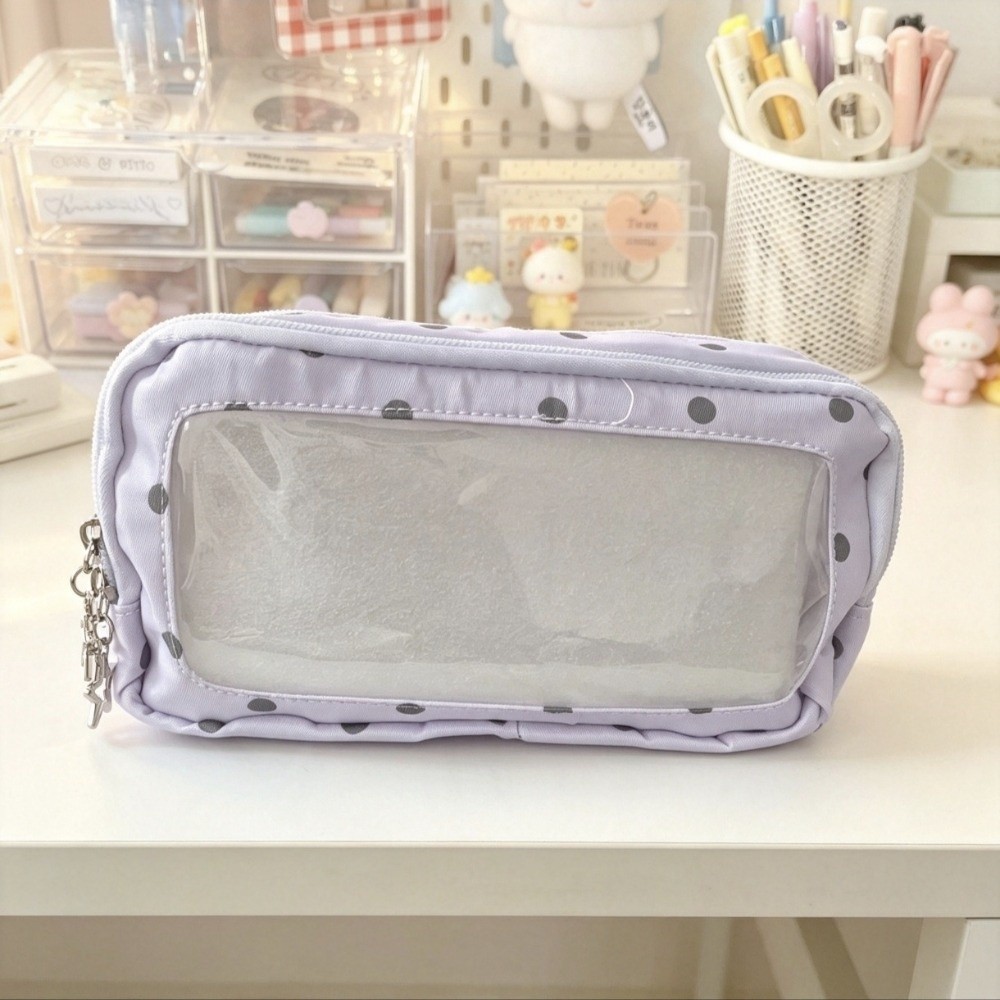 Aesthetic Large Pencil Case Pouch - Kotak Pensil Kapasitas Besar Pola Polka