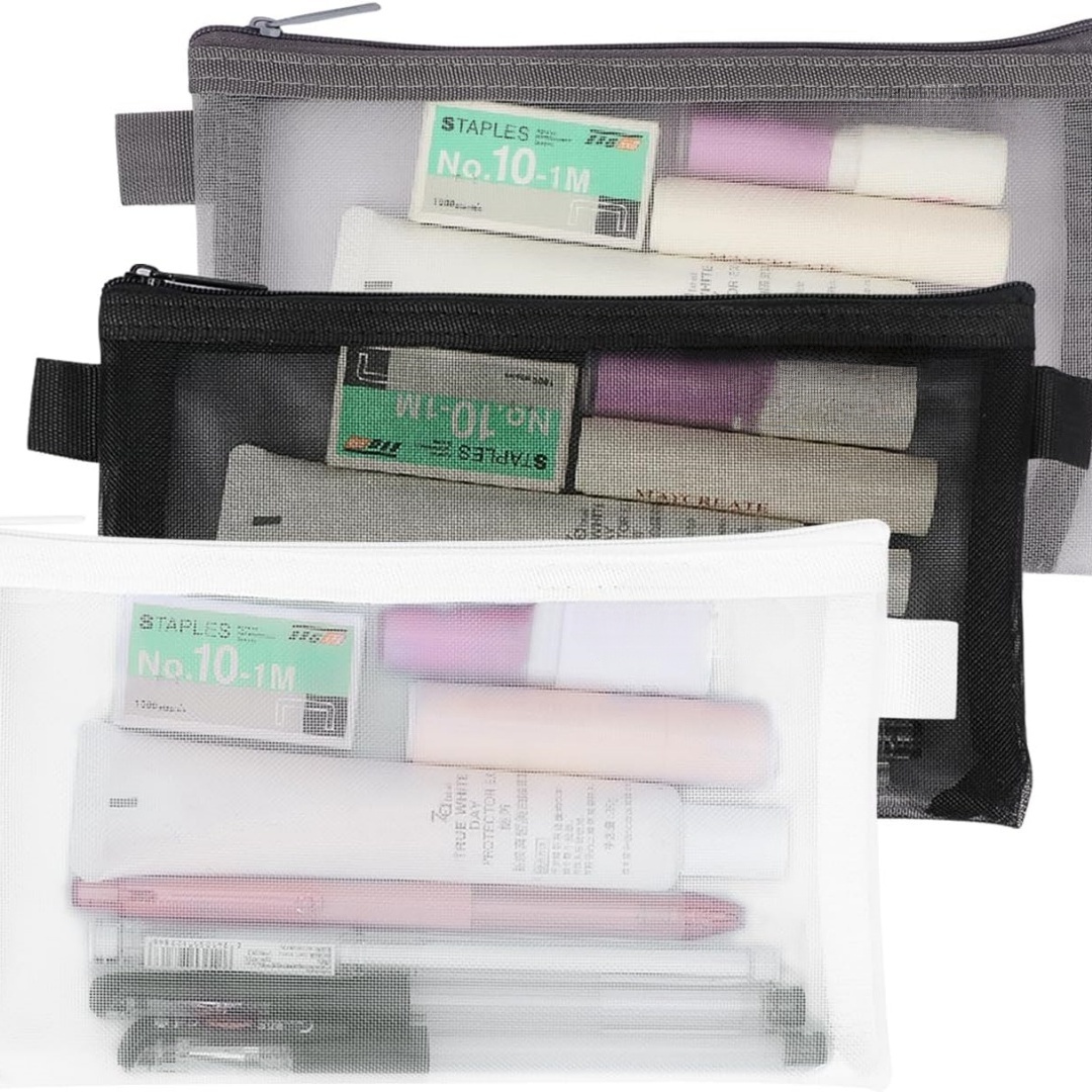 Clear Mesh Pencil Pouch For Exam - Kantong Alat Tulis Kantor Portabel Kantong