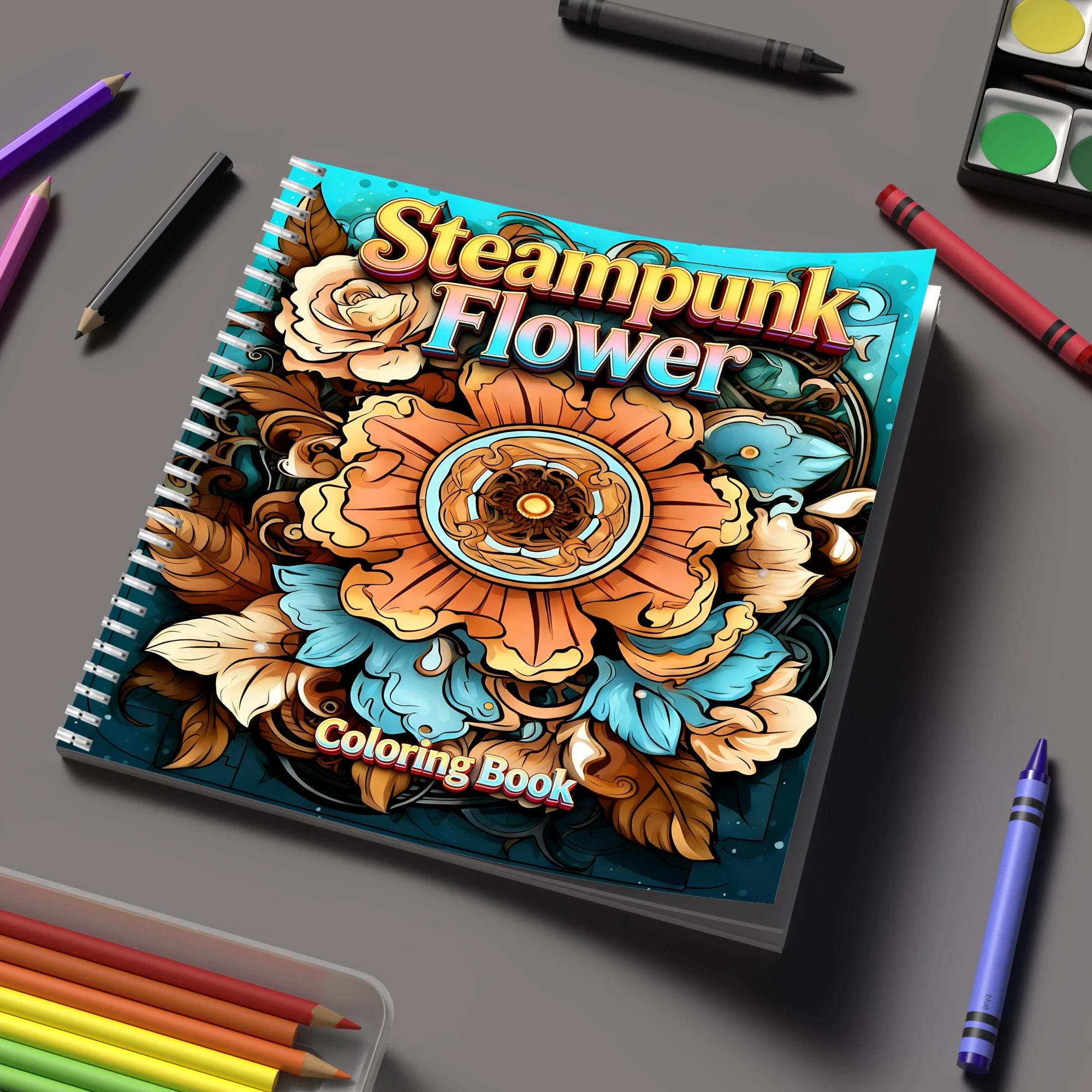 School Supplies - Buku Mewarnai Bunga Steampunk untuk Buku