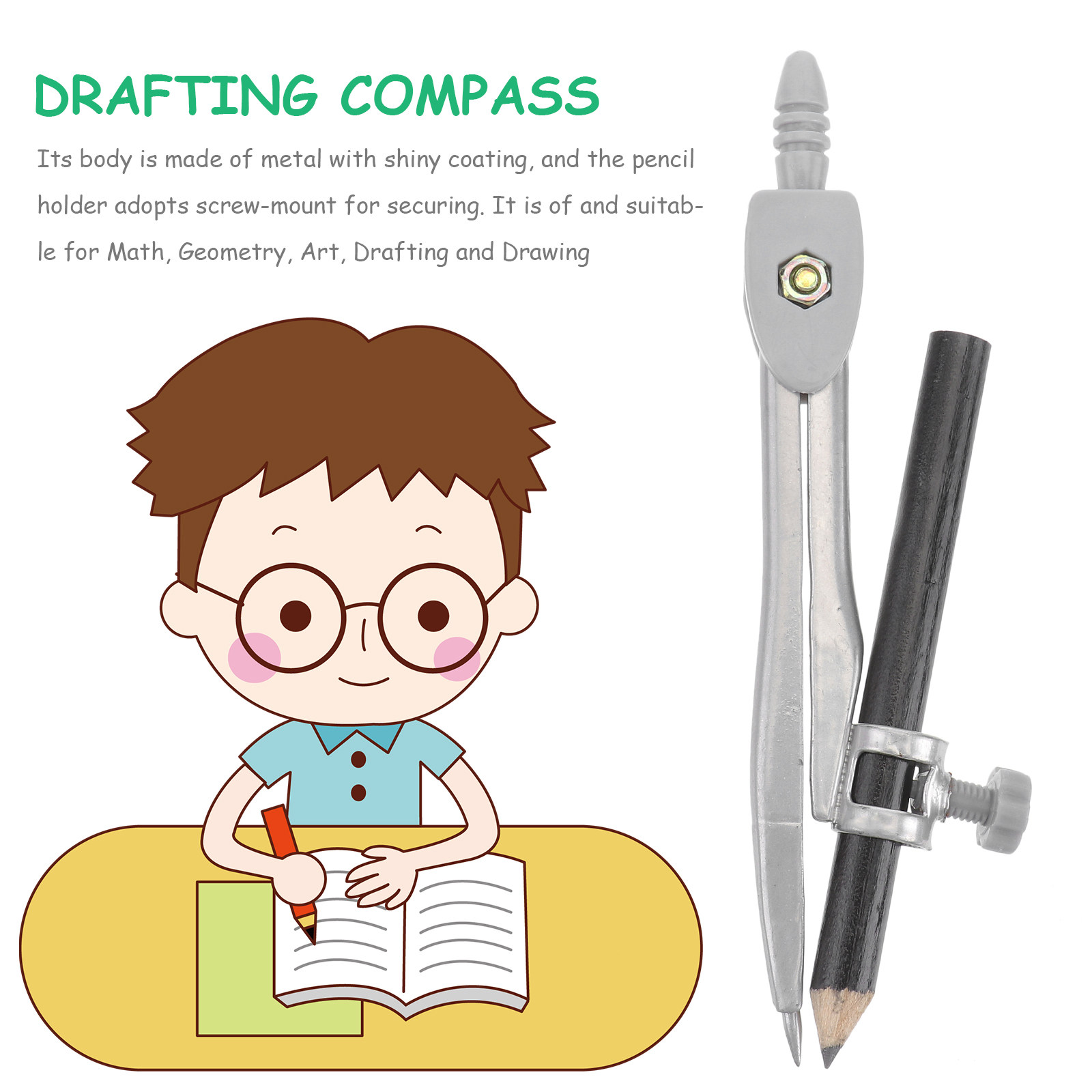 Set Alat Gambar Kompas Logam P - Math Geometry Set With Compass ulasan dan harga