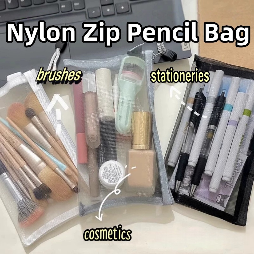 Kantong Penyimpanan Pensil Nil - Clear Mesh Pencil Pouch For Exam ulasan dan harga