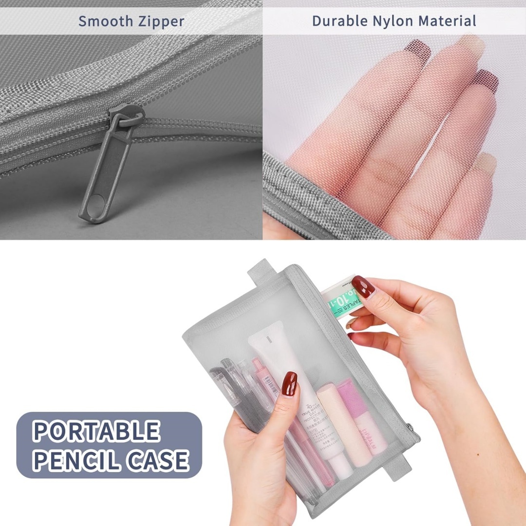 Kantong Alat Tulis Kantor Port - Clear Mesh Pencil Pouch For Exam ulasan dan harga