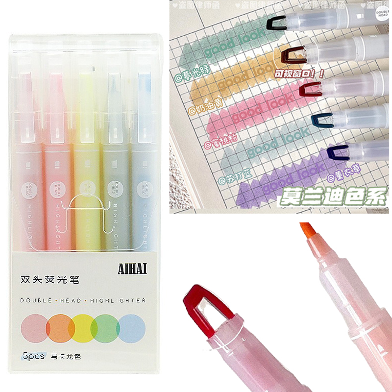 5 Warna Pena Stabilo Ujung Jen - Pastel Highlighter Set Double Ended ulasan dan harga